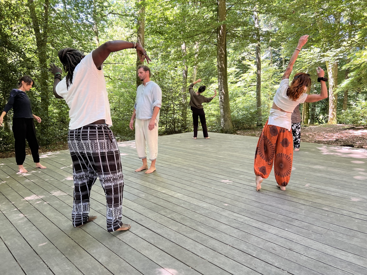Groupe de danse en forêt